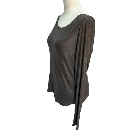 Sarah Pacini Long Sleeve Round Neck Metallic T Shirt Top Size L - Picture 2 of 9